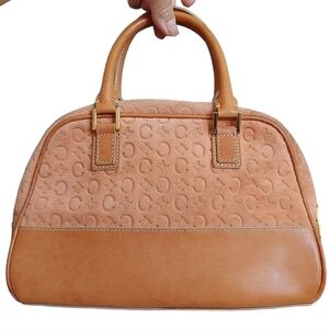 Vintage Celine Paris Macadam Peach Suede Tan Leather Bag